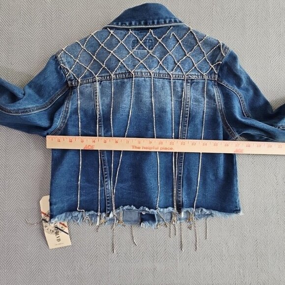 NWT Denim Blvd Los Angeles Denim Jacket Women's Size Small Bling Rhinestoned - Picture 10 of 14